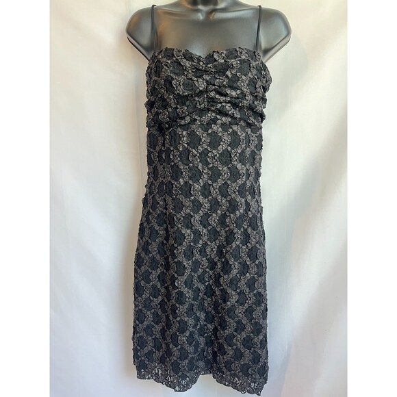 White House Black Market Y2K Textured Cocktail Midi Dress Size 12 Vintage Retro - Picture 1 of 7